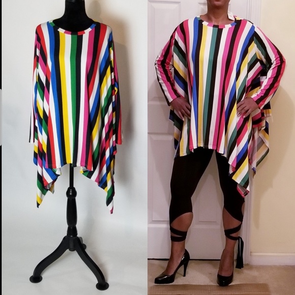 Striped Oversize Poncho - Picture 2 of 6